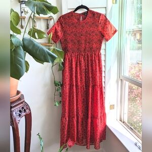 Aly Daly midi smocked floral dress
